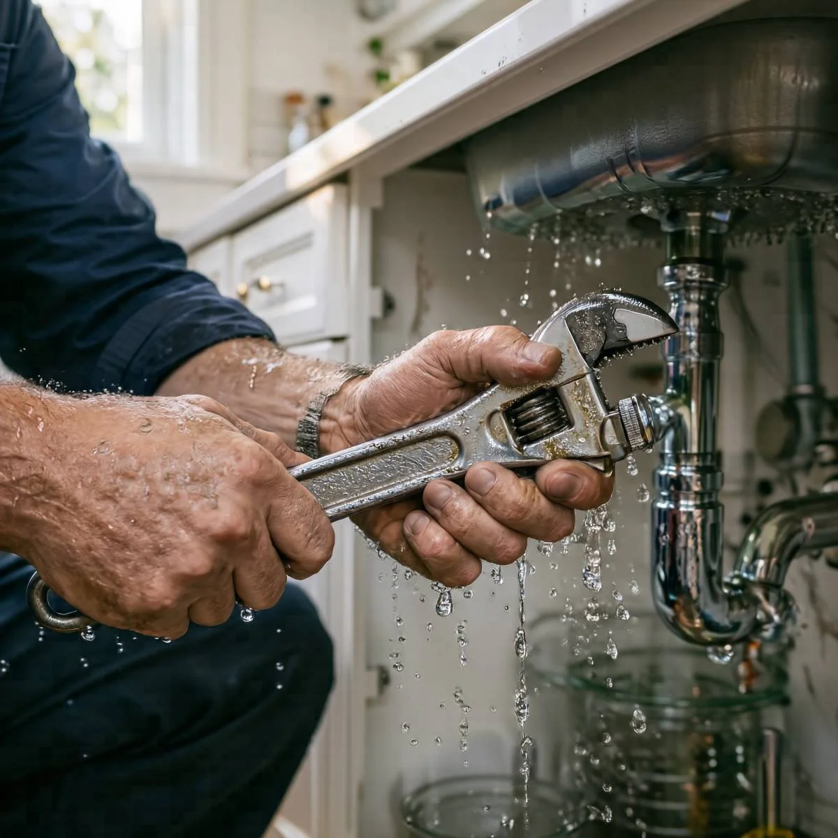 Leaky faucet repair services Hayward California - Dripping chrome tap on marble sink