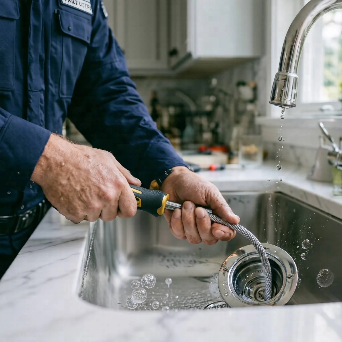 Professionally repaired sink drainage system